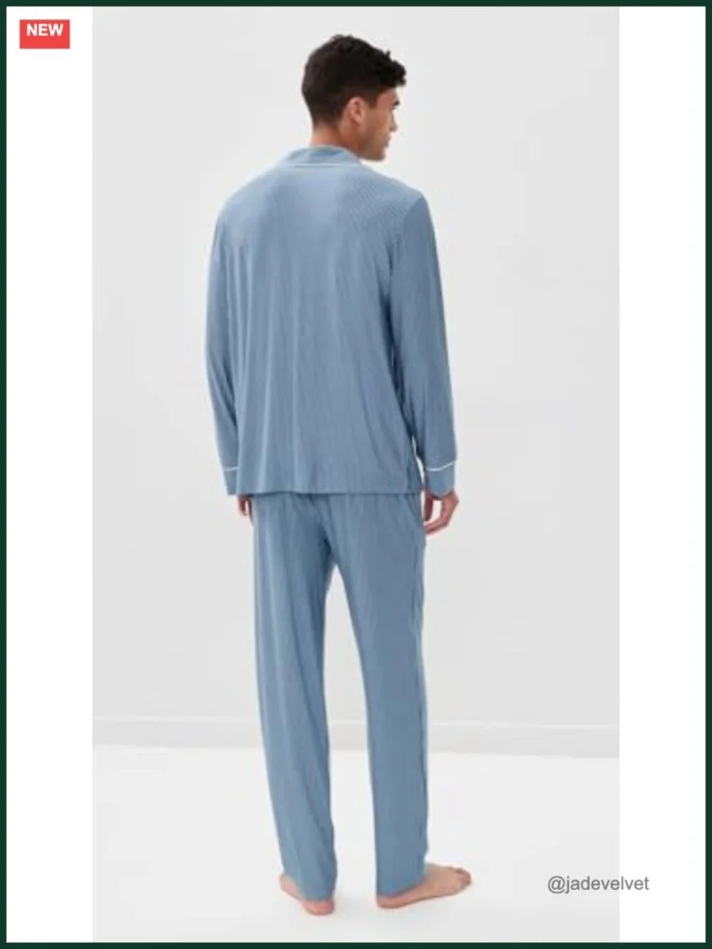 Men's Modal Long Sleeve Pajama Set with Pinstripe